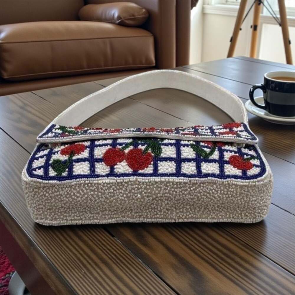 Beaded Cherry Pattern Handbag - image 3